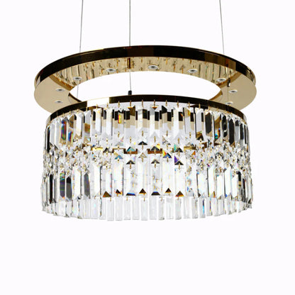 Modern Light Luxury Round Tiers Crystal Pendant Chandelier for Living/Dining Room/Entrys