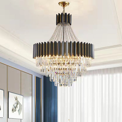 Fashion Black Crystal Chandelier Foyer Hallway Ceiling Lighting Fixture