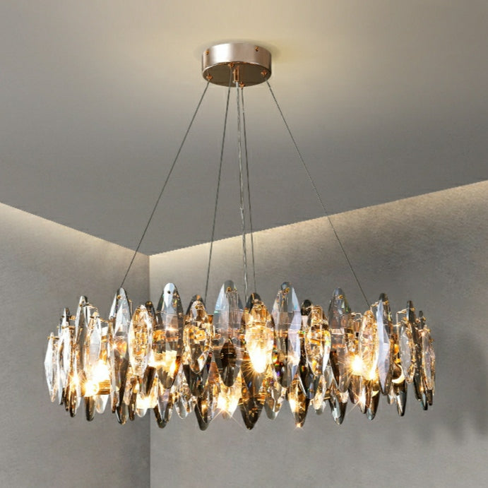 Designer Leaf Crystal Chandelier for Living Room Modern Ceiling Lamp for Dining Decoration Light