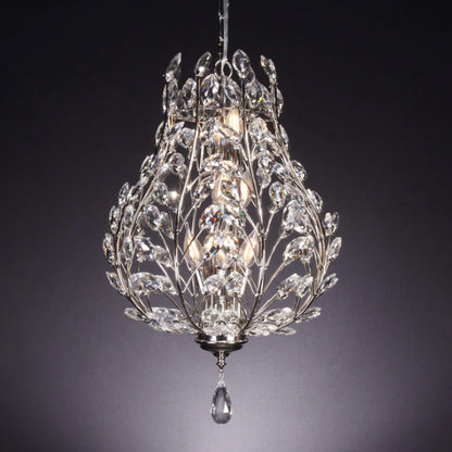 Luxury Chrome Branch Candle Crystal Pendant Leaf Chandelier for Living/Dining Room/Entryance