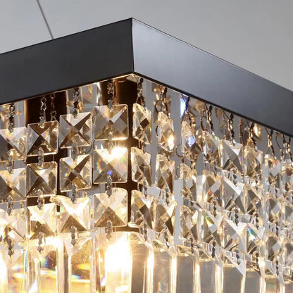 Modern Crystal Light Fixtures Retangle Island Chandelier For Kitchen And Dining Room