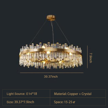 Round Ring Crystal Chandelier Luxury Modern Ceiling Fixtures Light For Living And Dining Room