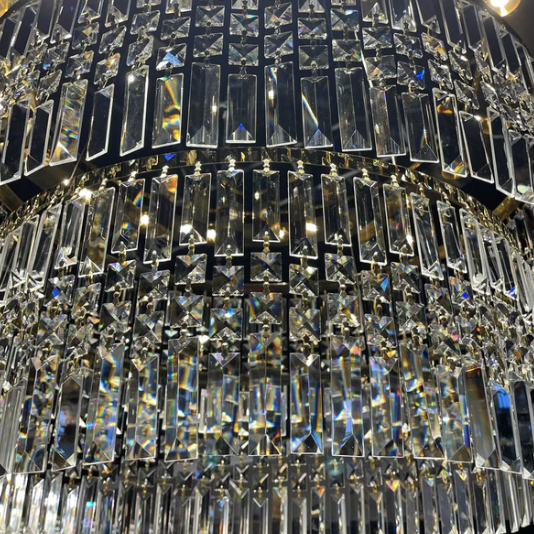 Modern Light Luxury Round Tiers Crystal Pendant Chandelier for Living/Dining Room/Entrys