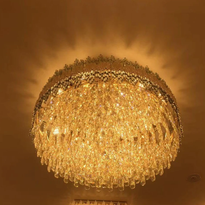 Modern Luxury Round Crystal Rods Pendant Chandelier for Living/Dining Room/Entryance