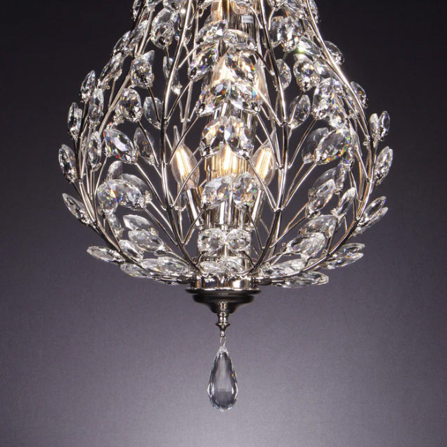 Luxury Chrome Branch Candle Crystal Pendant Leaf Chandelier for Living/Dining Room/Entryance