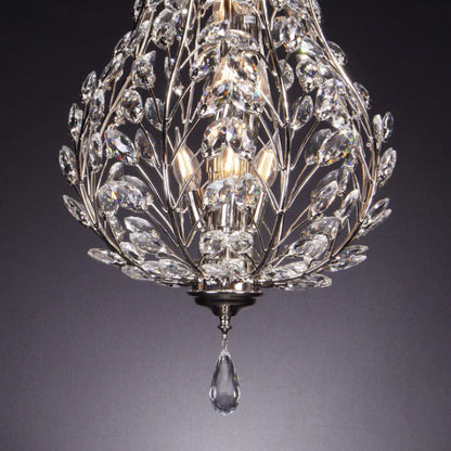 Luxury Chrome Branch Candle Crystal Pendant Leaf Chandelier for Living/Dining Room/Entryance