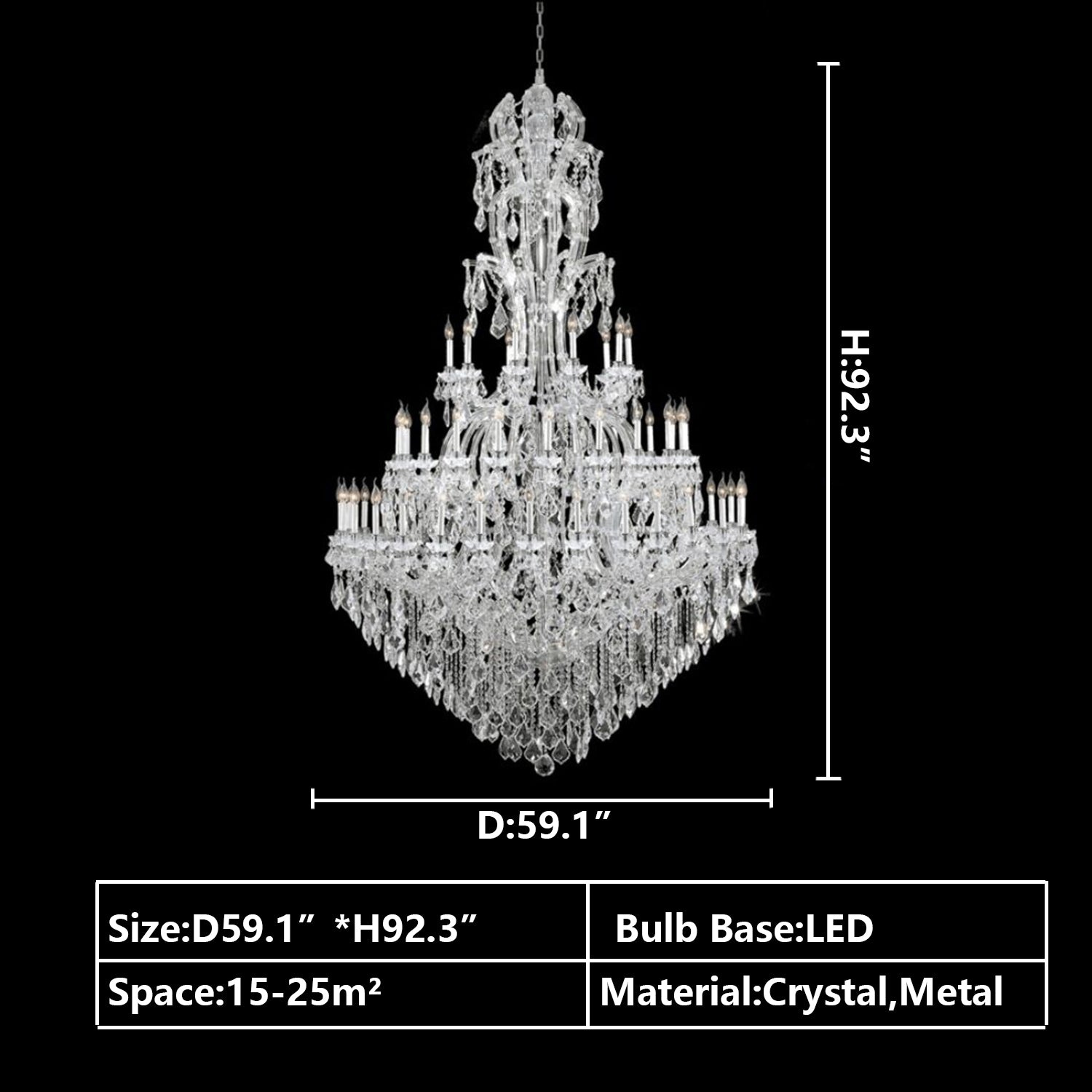 D59.1"*H92.3" chandelier.chandeliers,pendant,crystal,metal,muli-tier,multi-layer,multiple,candle,branch,crystal pendant,round,ceiling,luxury,light luxury,raindrop,teardrop,tassel,oversized,extra large,large,huge,big,foyer,living room,entrys,duplex hall,hotel lobby