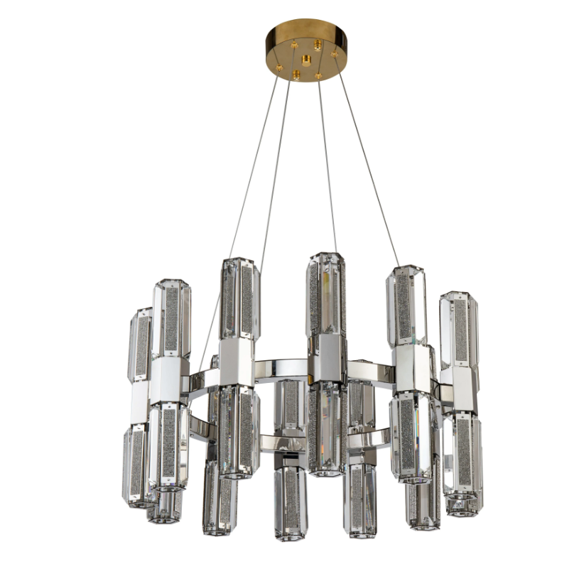 Modern Luxury Round Layers Light Crystal Rods Pendant Chandelier for Living Room/Foyer/Entrys