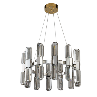 Modern Luxury Round Layers Light Crystal Rods Pendant Chandelier for Living Room/Foyer/Entrys