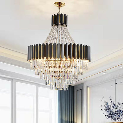 Fashion Black Crystal Chandelier Foyer Hallway Ceiling Lighting Fixture