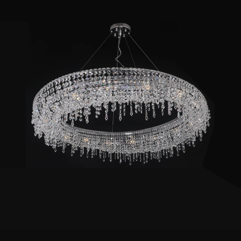 Oversized Modern Round Ring Crystal Pendant Chandelier for Living/Dining Room/Entryance