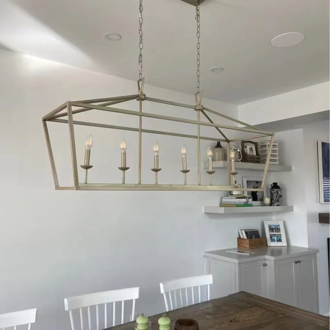 6 Light Farmhouse Chandelier Kitchen Island Geometric Pendant Light