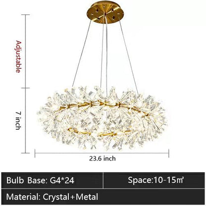 2 Wheel Frozen Ice Crystal Chandelier Light for Living Room Dining Hall