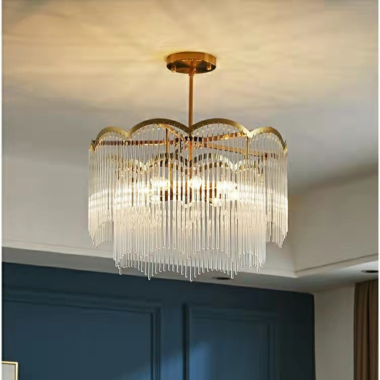 Elegant Lighting Chandelier Cheap Linear Crystal Glass Lamp For Living/ Dining Room