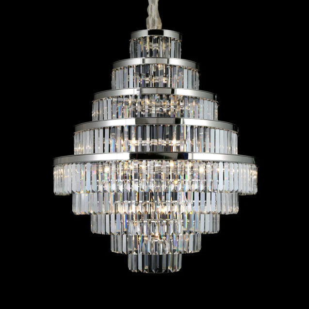 Extra Large Honeycomb Multi-layer Round Crystal Rods Chandelier for Living Romm/Foyer/Stairs