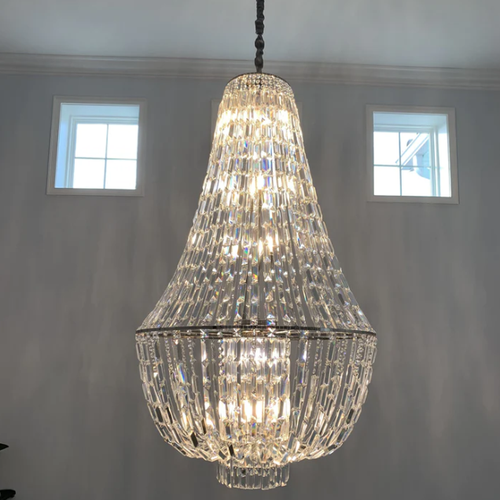 Andreas Empire Crystal Prysm Chandelier,chandelier,chandeliers,empire,round,crystal,pendant,metal,crystal chain,ceiling,oversized,large,extra large,huge,stairs,foyer,living room,entrys,hallway
