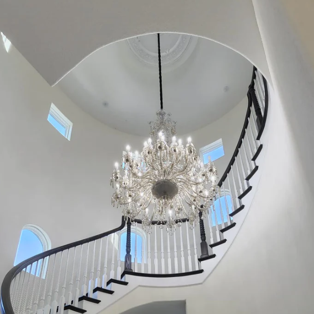 Oversized Traditional Candle Branch Crystal Pendant Chandelier for Living Room/Foyer/Stairs