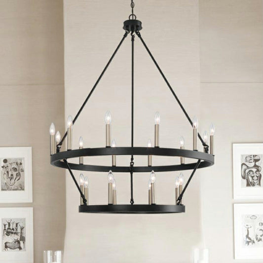 Black_Brass Dust Wagon Wheel Chandelier 20 Lights