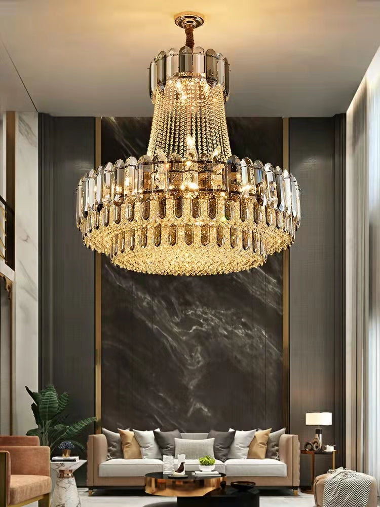 High-grade Crystal Chandelier For Living Room Luxury Duplex Hallway Ceiling Light Fixture