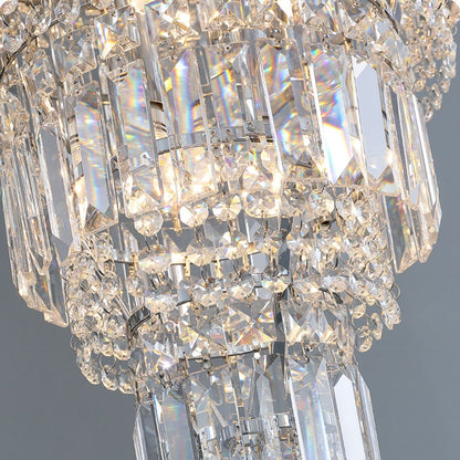 Chrome Extra Large Crystal Chandelier for Foyer Staircase Living Room Entrance Ceiling Light Fixture In Silver