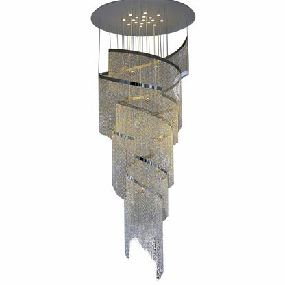 Chrome Stainless Steel Crystal Chandelier Large High Ceiling Light Fixture For Staircase Entrance