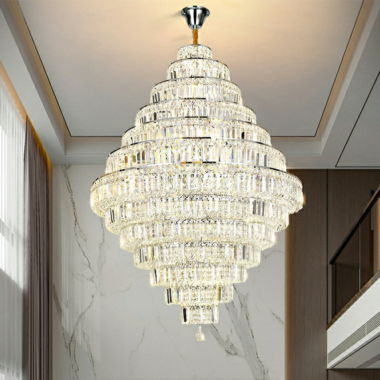 Chrome/ Silver Extra Large Chandelier For Foyer Living Room Staircase Crystal Ceiling Lighting Fixture