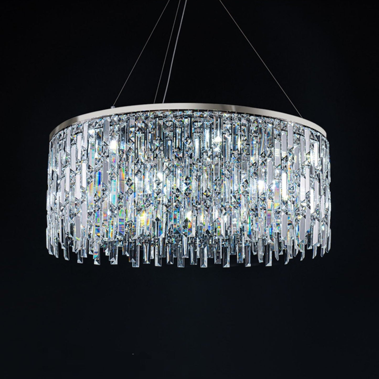 Chrome/ Silver Decorative Kitchen Island Lighting Crystal Rectangle Chandelier For Long Dining Table Round Pendant Light Fixture For Living Room