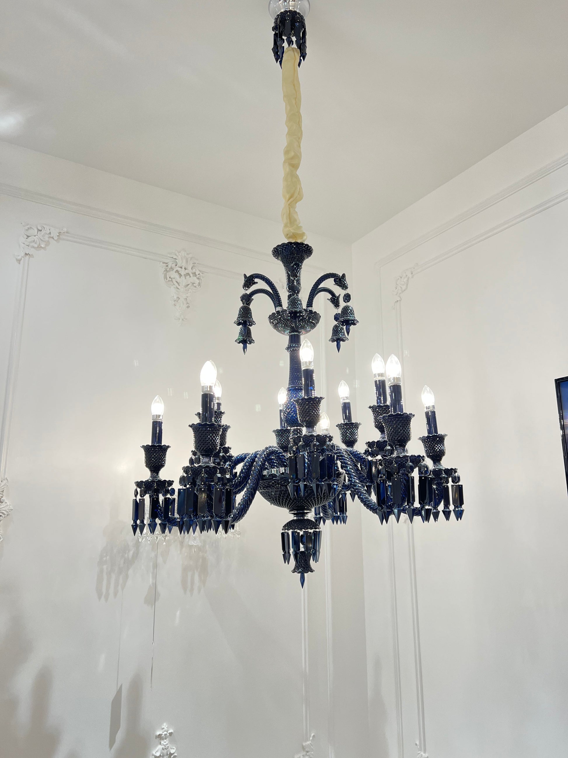 Classic Black Candle Style Chandelier Crystal Ceiling Pendant Lighting Fixture For Living/ Bedroom