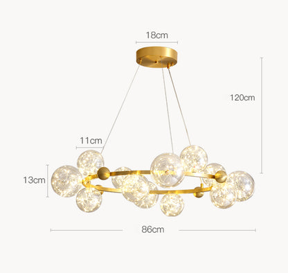 Clear Glass Globes Chandeliers For High Ceilings Ring Wheel For Dining Room Or Bedroom