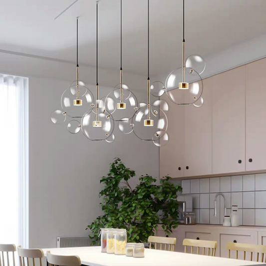 Clear Glass One Light Modern Ball Glass Pendant Bubble lights Fixture For Dining Room