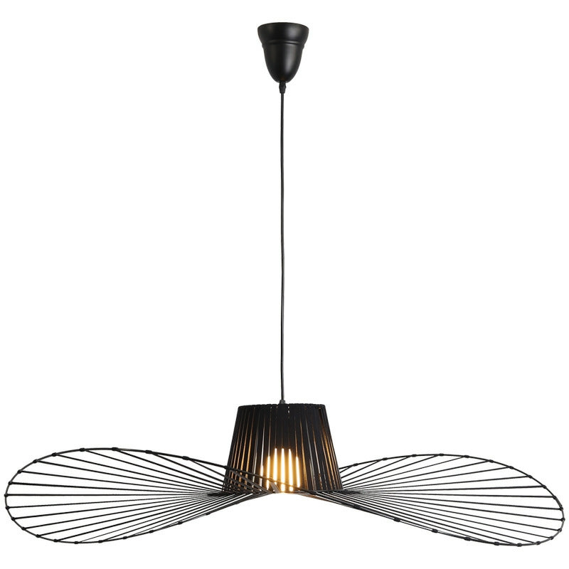 CreativeStrawHatPendantLightForResturantBlackFinishIronLEDLiving_DiningRoomChandelierD47.2"