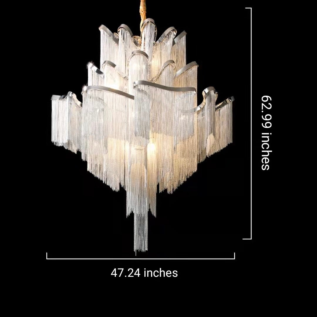 Luxury Chain Tassel Chandelier Romantic Italian Style Living Room Ceiling Fixture Modern Hall Staircases Decoration Light