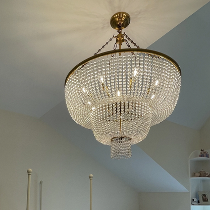 Modern Tiers Bead Crystal Chandelier Light Luxury Light Fixture For Living Room/Dining Room/Foyer