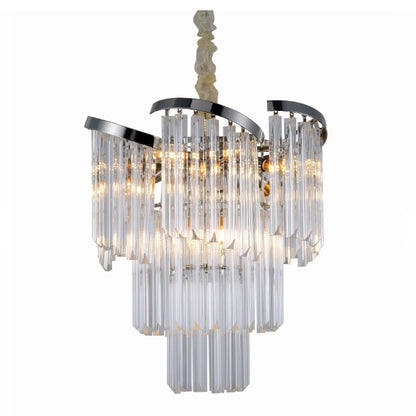 Large Luxury Spiral Tiers Crystal Rods Pendant Chandelier for Living/Dining Room/Entryance