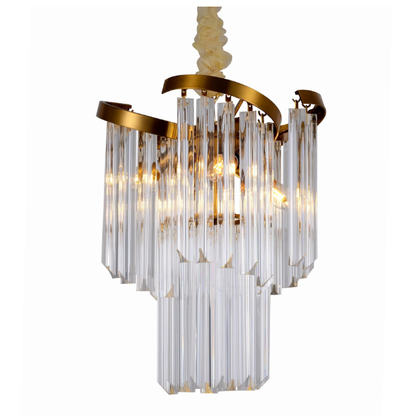 Large Luxury Spiral Tiers Crystal Rods Pendant Chandelier for Living/Dining Room/Entryance
