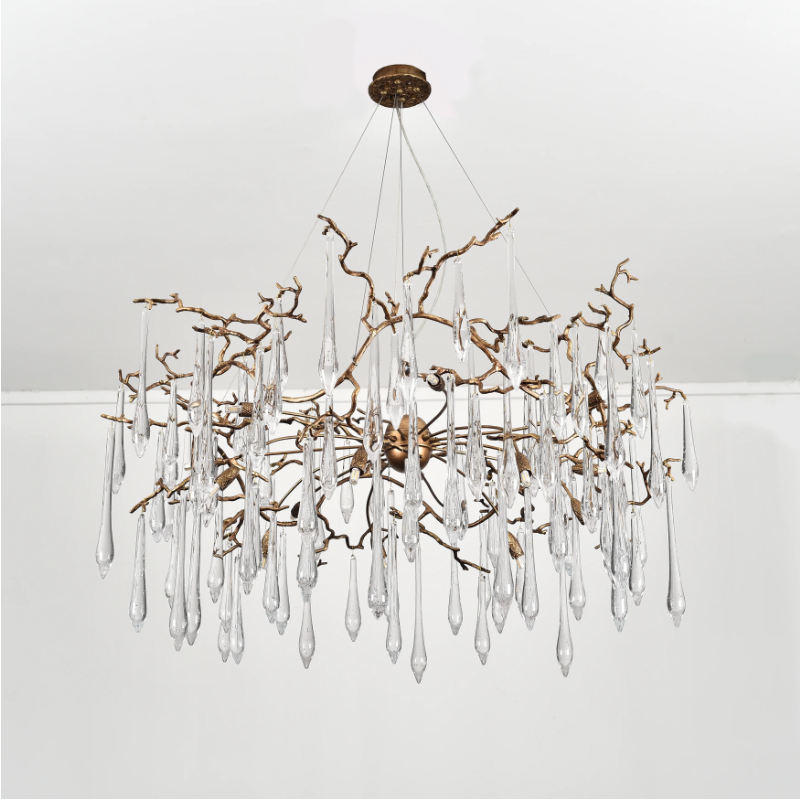 Extra Large Modern Luxury Brass Branch Crystal Pendant Chandelier for Living/Dining Room