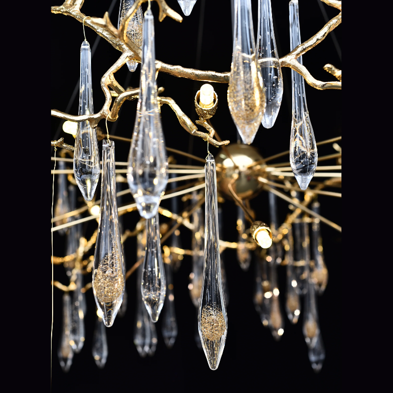 Extra Large Modern Luxury Brass Branch Crystal Pendant Chandelier for Living/Dining Room