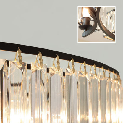 Decorative 6/ 8/ 10/ 12-Light Crystal Ceiling Chandelier Triangular Prism Island Light Fixture Metal Shade for Living Room