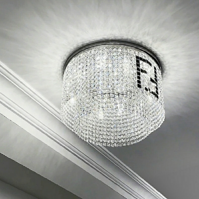 Designer Style Crystal Chandelier Elegant Round Ceiling Lighting Fixture for Living/ Dining Room