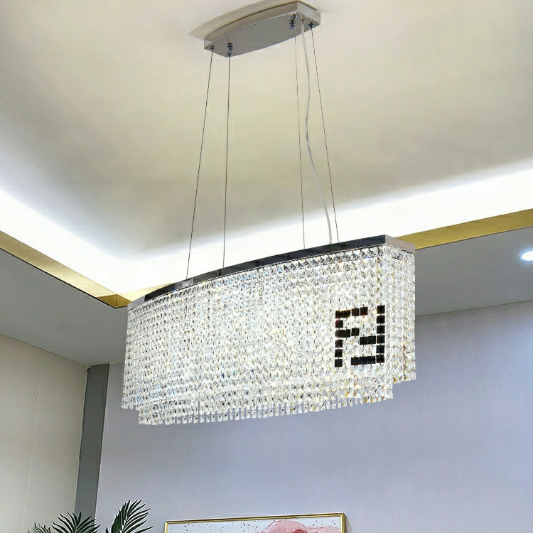 Designer Style Crystal Chandelier Elegant Round Ceiling Lighting Fixture for Living/ Dining Room