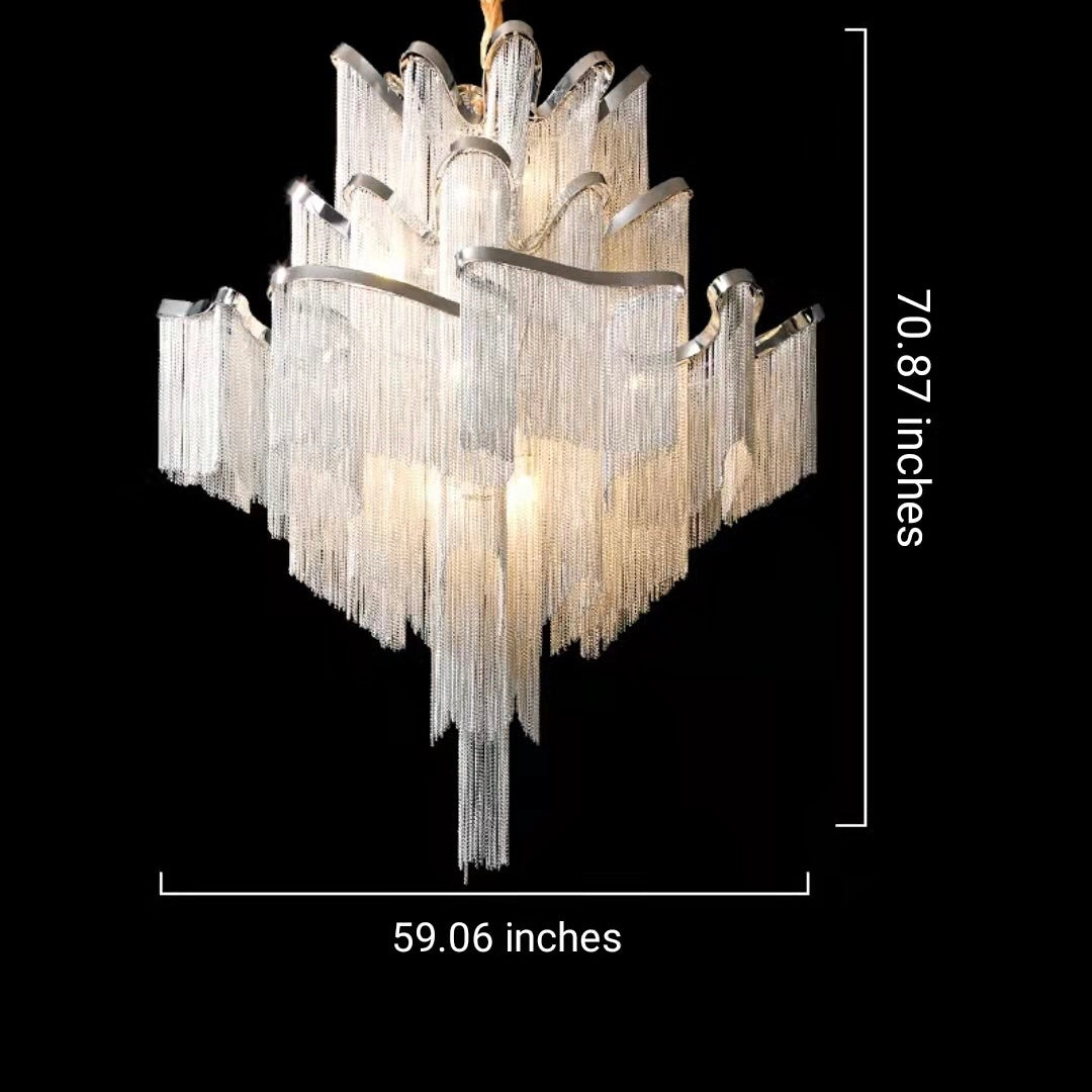 Luxury Chain Tassel Chandelier Romantic Italian Style Living Room Ceiling Fixture Modern Hall Staircases Decoration Light