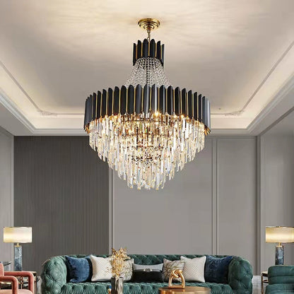 Fashion Black Crystal Chandelier Foyer Hallway Ceiling Lighting Fixture