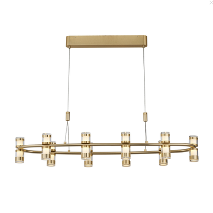 Creative Modern Round/Oval Brass Ring Pendant Glass Light Chandelier for Living/Dining Room