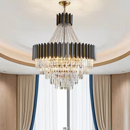 Fashion Black Crystal Chandelier Foyer Hallway Ceiling Lighting Fixture