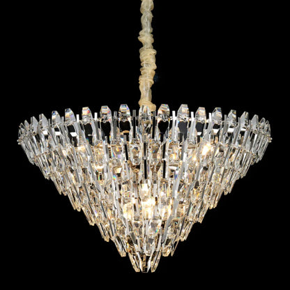 Modern Light Luxury Round Multi-tier Crystal Pendant Chandelier for Living/Dining Room