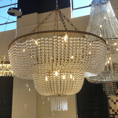 Modern Tiers Bead Crystal Chandelier Light Luxury Light Fixture For Living Room/Dining Room/Foyer