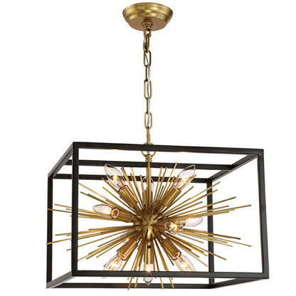Gold Sputnik Living Room Chandelier Cage Ceiling Pendant Light Fixture L19.7"*W19.7"*H13.8"