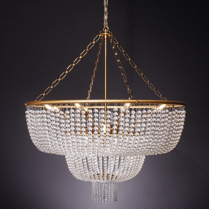 Modern Tiers Bead Crystal Chandelier Light Luxury Light Fixture For Living Room/Dining Room/Foyer