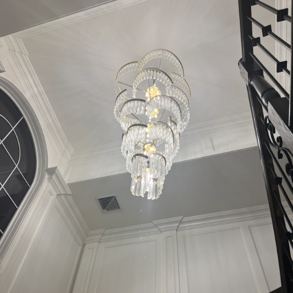 Extra Large Luxury Spiral Crystal Rods Pendant Chandelier for Living Room/Foyer/Entryance