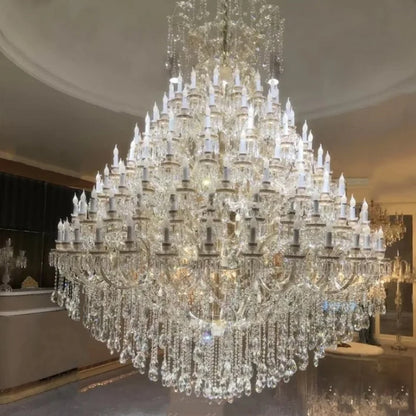 66L Rococo Foyer Classic Crystal Chandelier,chandelier,chandeliers,crystal,candle,pendant,raindrop,teardrop,layers,tiers,traditional,classical,extra large,large,oversized,huge,big,long,stairs,entrys,foyer,duplex hall,living room